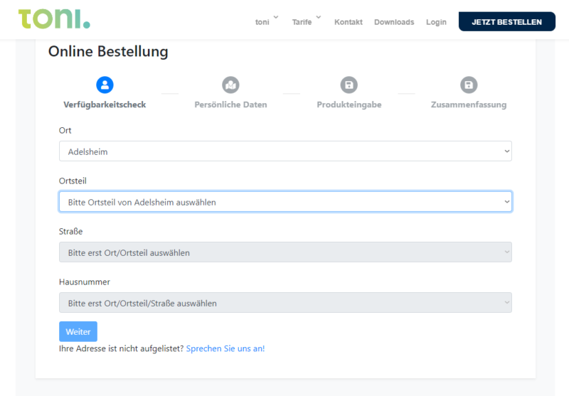 Online-Bestellstrecke