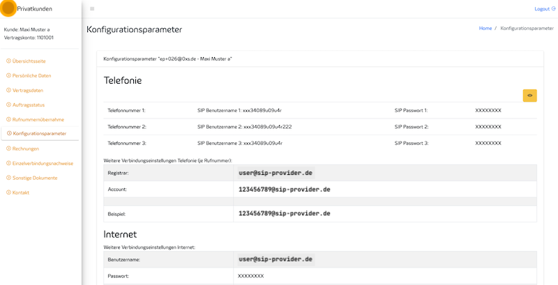 Kundenportal - Telefonie