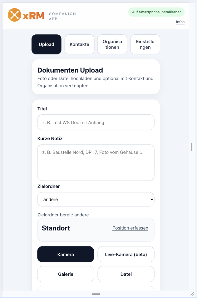 xRM Companion App Screenshot